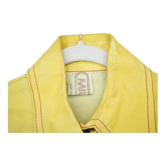 Vintage 70`s MIURA Yellow LEATHER Jacket Size Large Made in England Hard to Find - Picture 7 of 15